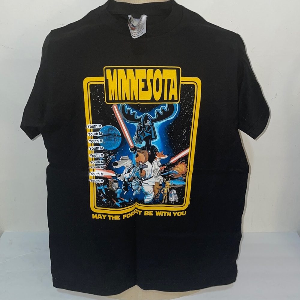 Minnesota “May The Forest Be With You” Youth Medium T-shirt Black Star Wars NEW